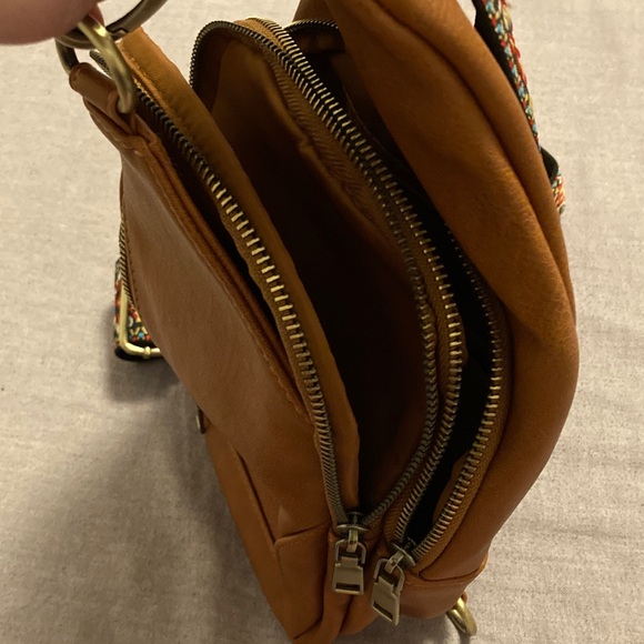 Antik Kraft Brown Crossbody Bag with Patterned Strap - Picture 2 of 4
